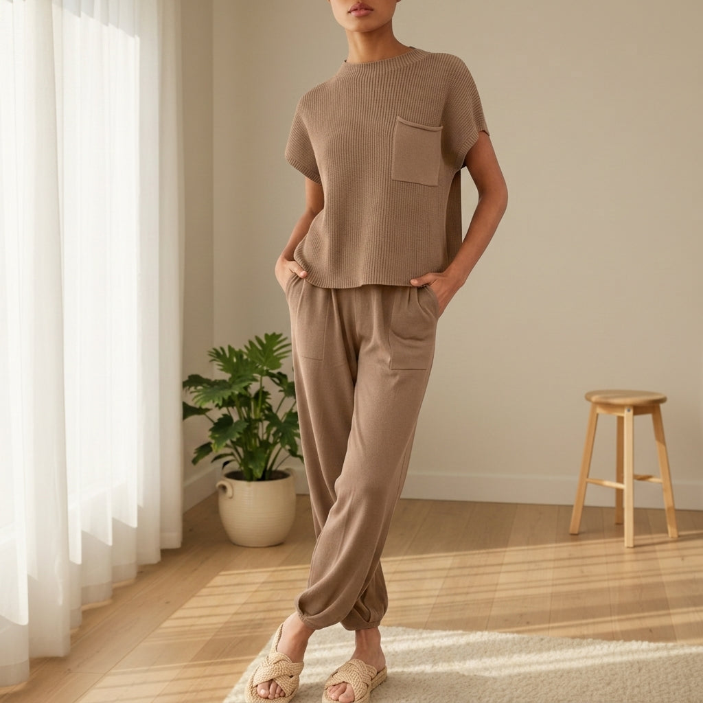 Women's Ribbed Knit Two Piece Set Relaxed Fit – Alessia