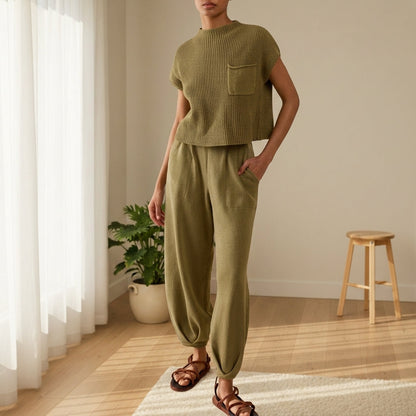 Women's Ribbed Knit Two Piece Set Relaxed Fit – Alessia