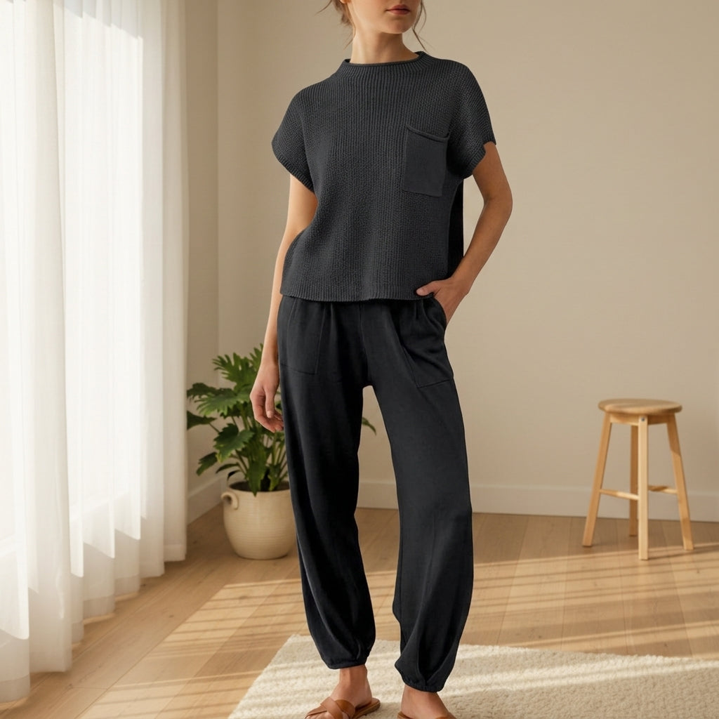 Women's Ribbed Knit Two Piece Set Relaxed Fit – Alessia