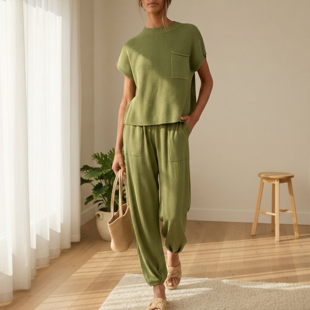 Women's Ribbed Knit Two Piece Set Relaxed Fit – Alessia