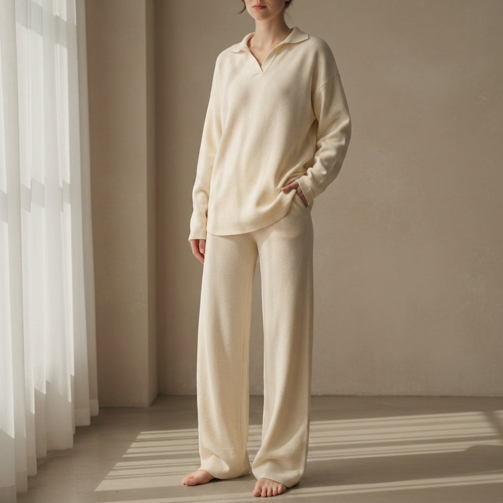 Women's Knit Polo Two-Piece Set Refined Tailored Fit – Maren