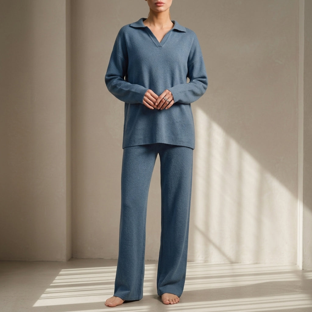 Women's Knit Polo Two-Piece Set Refined Tailored Fit – Maren