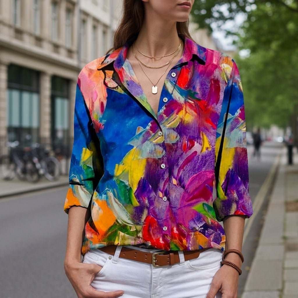 Striped Button-Up Shirt Relaxed Printed Fit – Marlowe