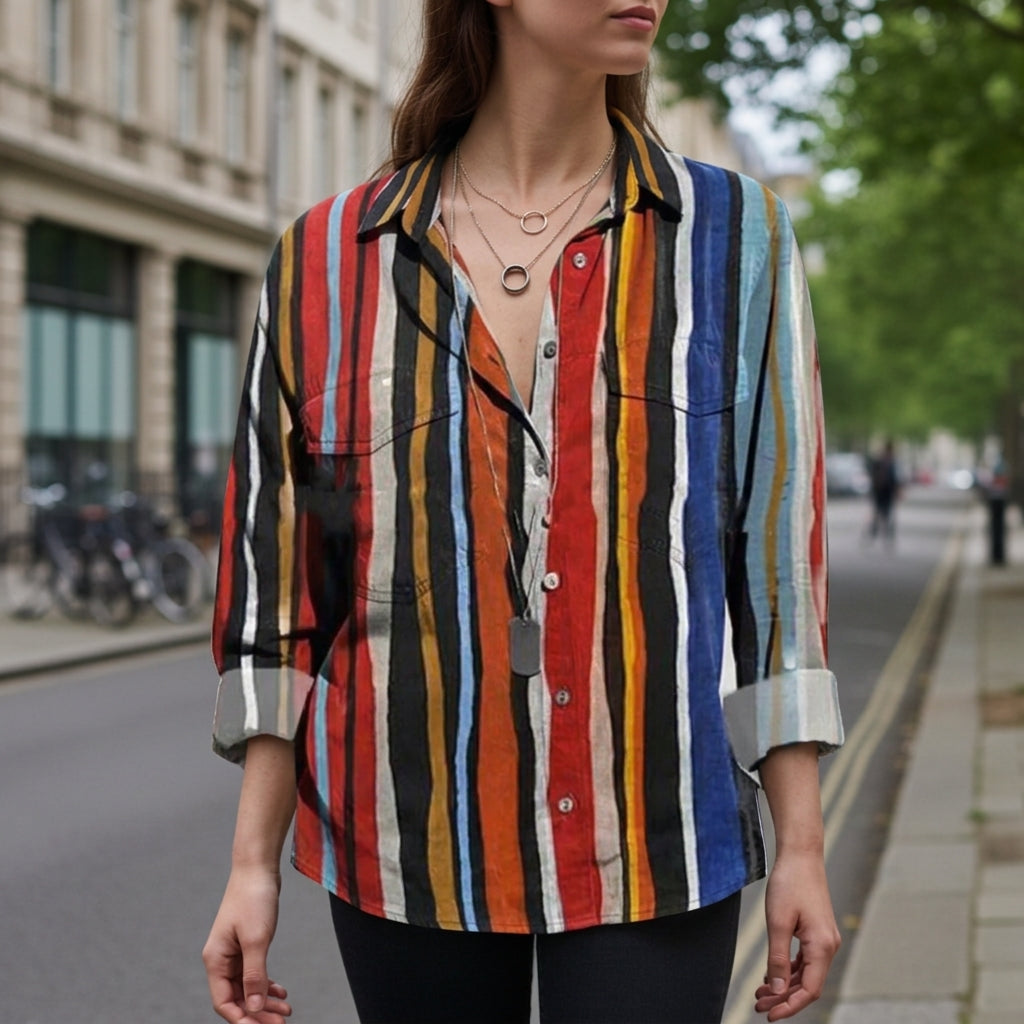Striped Button-Up Shirt Relaxed Printed Fit – Marlowe