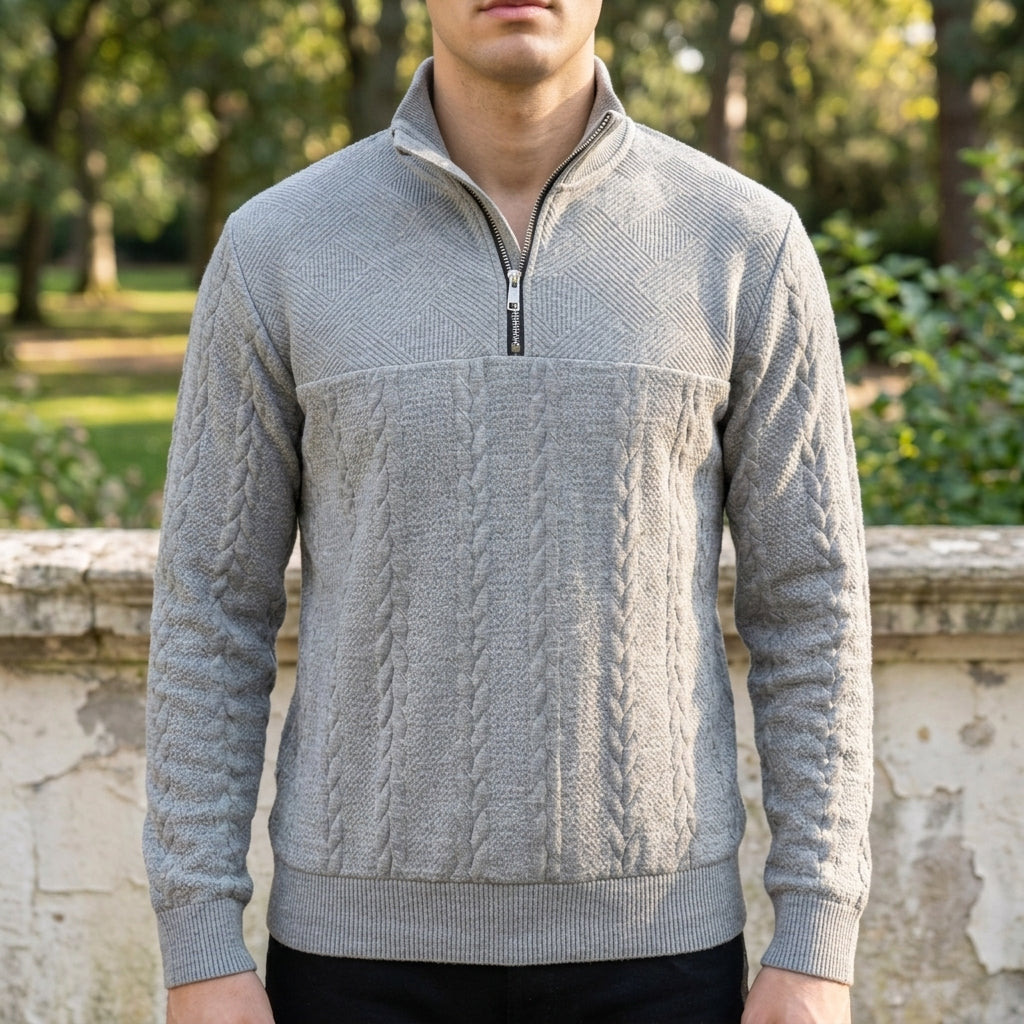 Cable Knit Quarter-Zip Sweater Soft Knit Blend – Marlowe