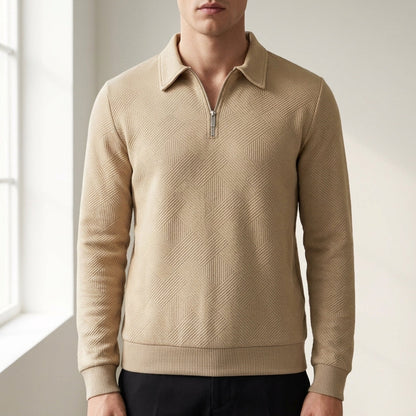 Quarter-Zip Textured Sweatshirt Soft Fabric Blend – Arden
