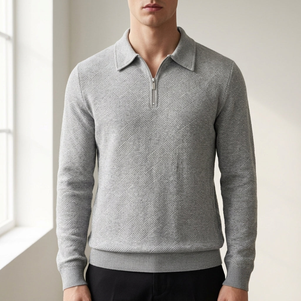 Quarter-Zip Textured Sweatshirt Soft Fabric Blend – Arden
