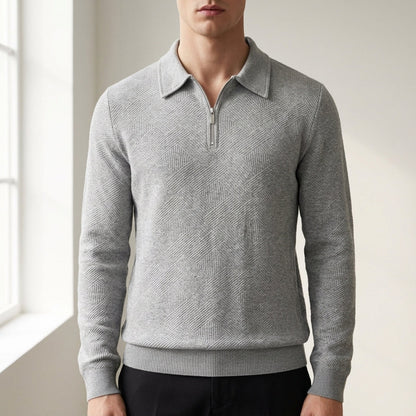 Quarter-Zip Textured Sweatshirt Soft Fabric Blend – Arden