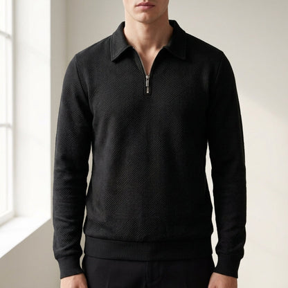 Quarter-Zip Textured Sweatshirt Soft Fabric Blend – Arden