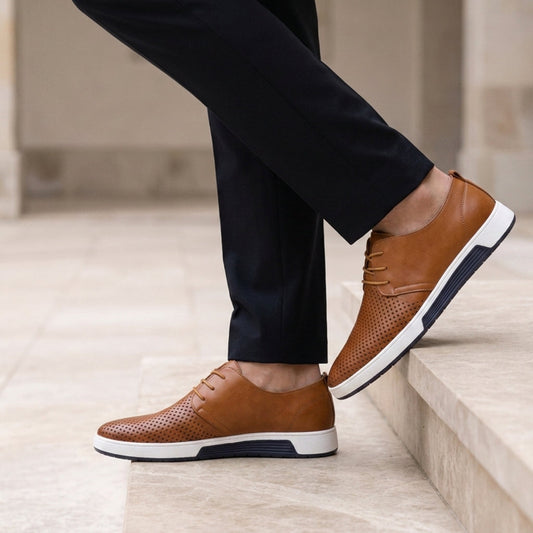 Men's Faux Leather Business Sneakers Non-Slip Sole – Lucian