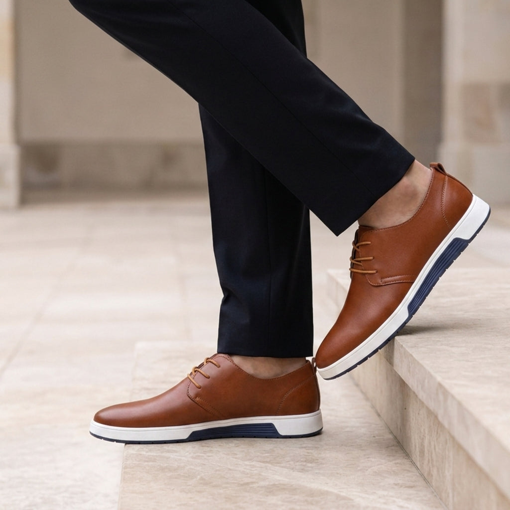 Men's Faux Leather Business Sneakers Non-Slip Sole – Lucian