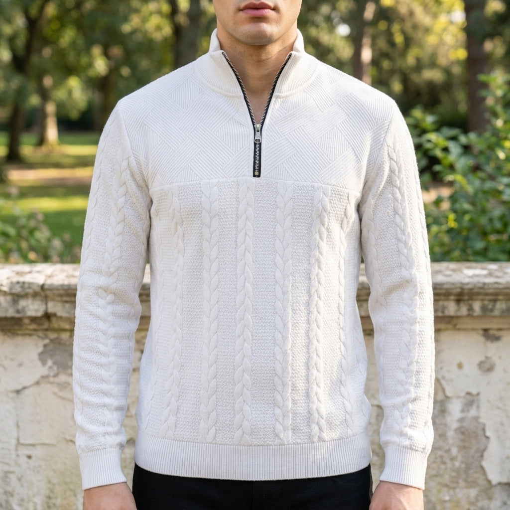Cable Knit Quarter-Zip Sweater Soft Knit Blend – Marlowe