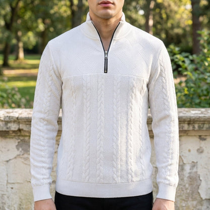 Cable Knit Quarter-Zip Sweater Soft Knit Blend – Marlowe