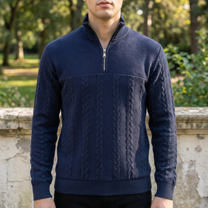 Cable Knit Quarter-Zip Sweater Soft Knit Blend – Marlowe