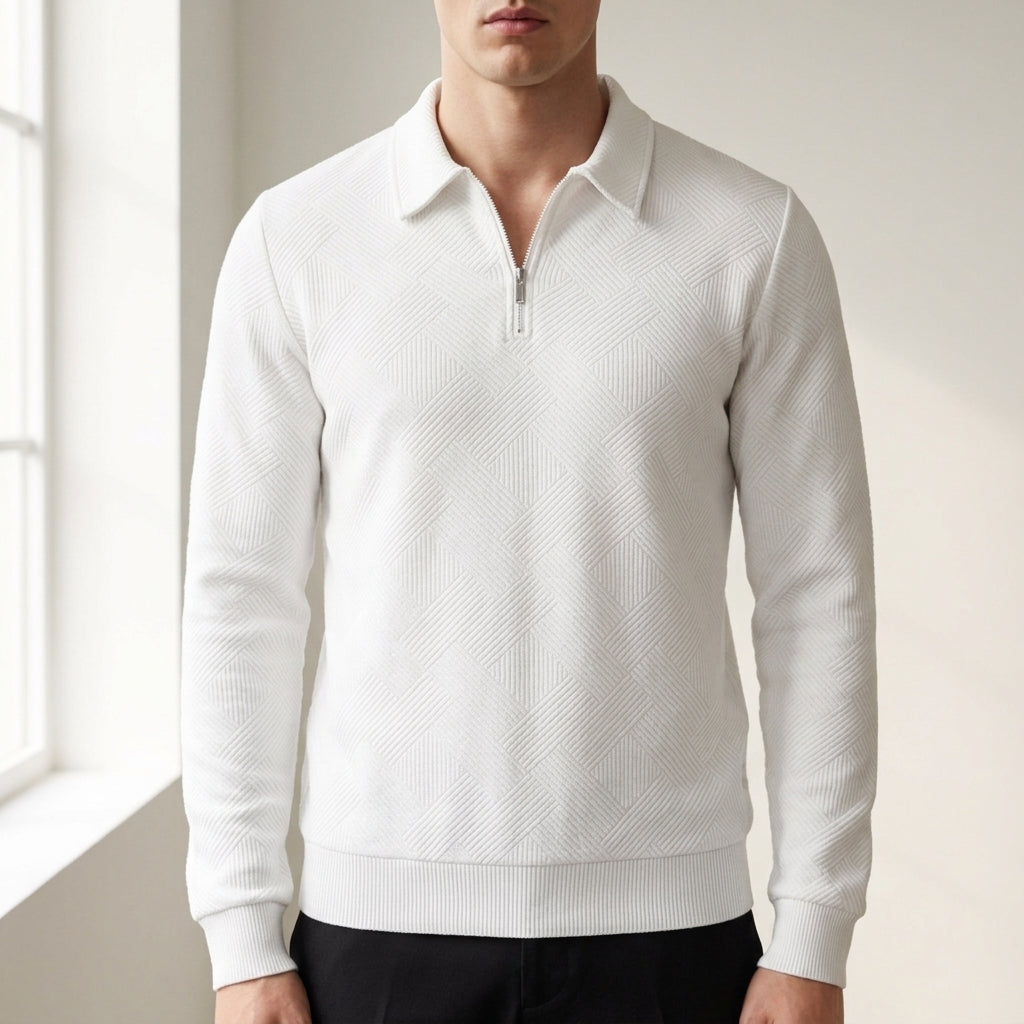Quarter-Zip Textured Sweatshirt Soft Fabric Blend – Arden