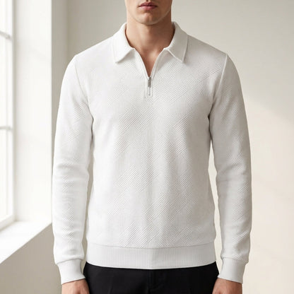 Quarter-Zip Textured Sweatshirt Soft Fabric Blend – Arden