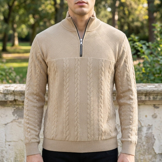 Cable Knit Quarter-Zip Sweater Soft Knit Blend – Marlowe