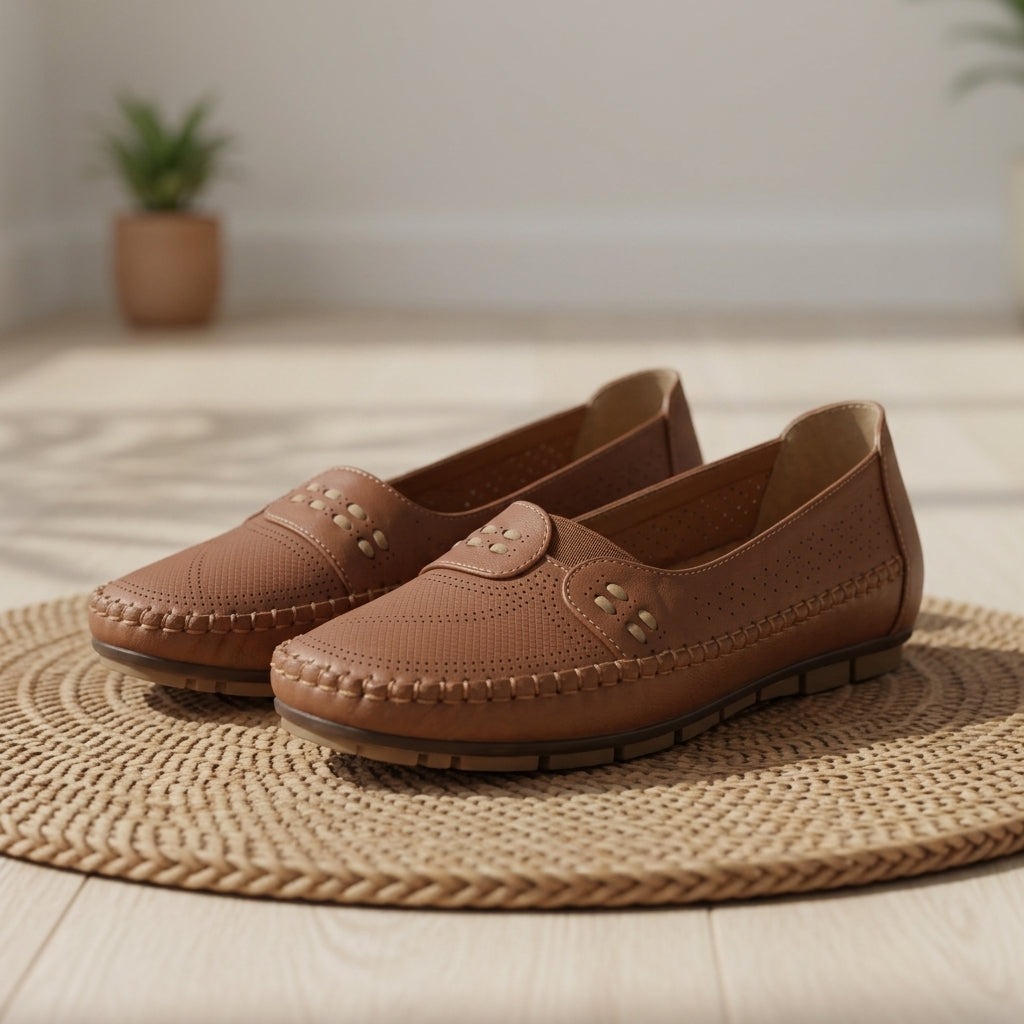 Women's Faux Leather Mesh Loafers Slip-On Comfort – Elara