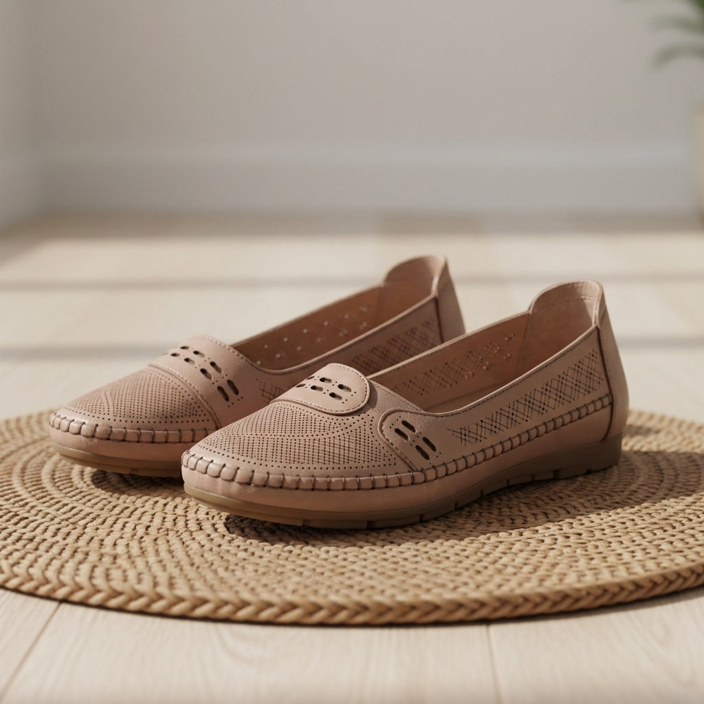 Women's Faux Leather Mesh Loafers Slip-On Comfort – Elara