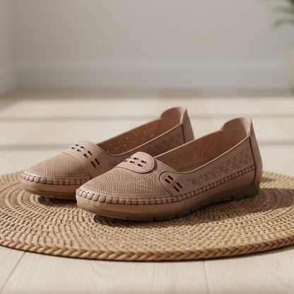 Women's Faux Leather Mesh Loafers Slip-On Comfort – Elara