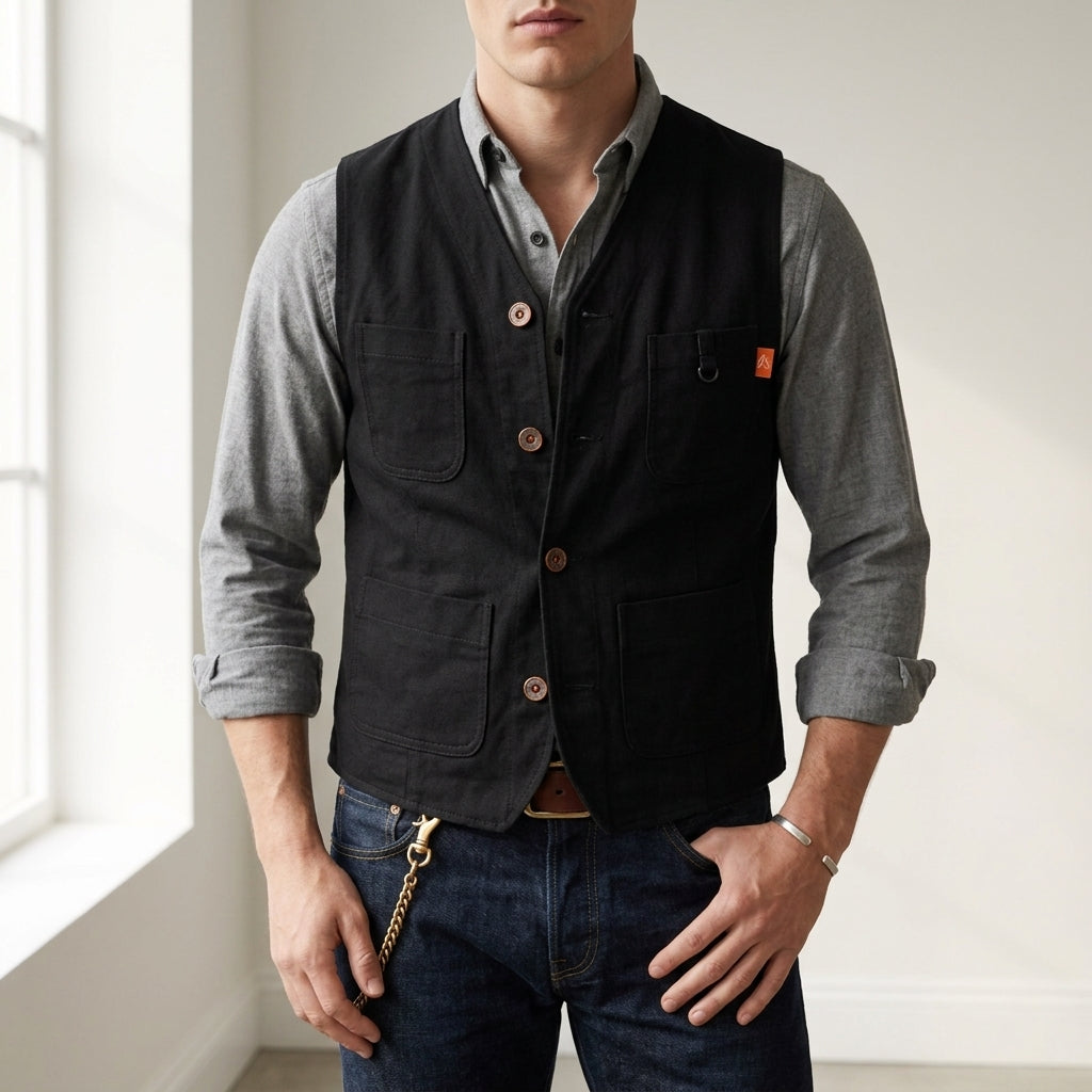Cotton Button Vest Vintage-Inspired Layering Style – Marlowe