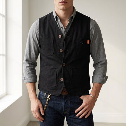 Cotton Button Vest Vintage-Inspired Layering Style – Marlowe