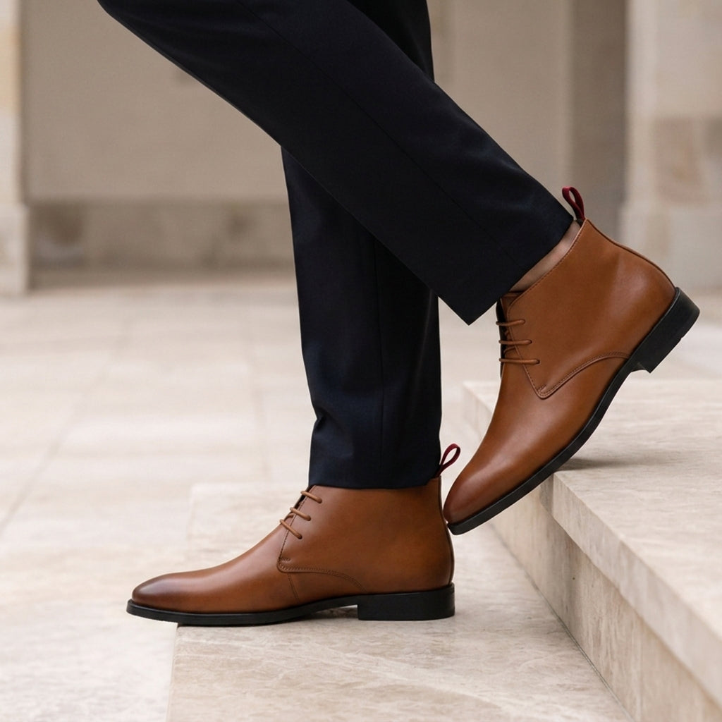 Men's Chukka Boots Polished Faux Leather Comfortable Fit – Laurent