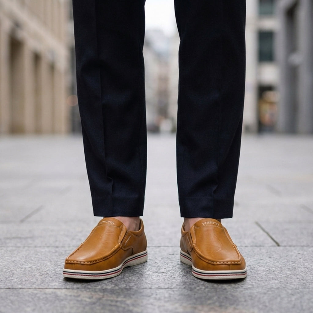 Leather Slip-On Loafers Classic Faux Leather Style – Matteo