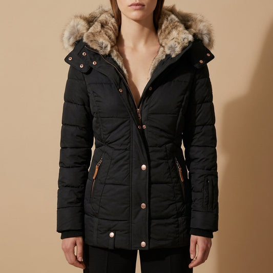 Women's Faux Fur Hood Puffer Jacket Slim Fit – Marlowe
