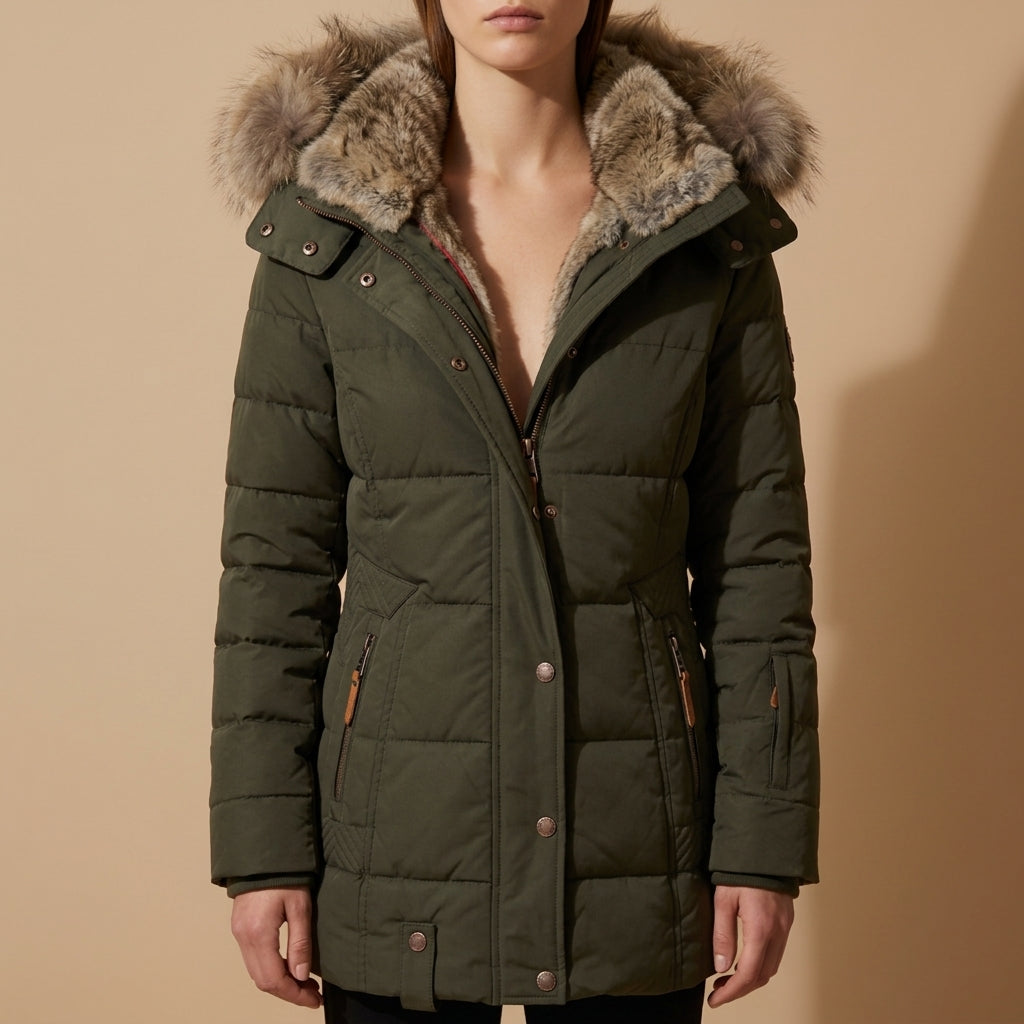 Women's Faux Fur Hood Puffer Jacket Slim Fit – Marlowe