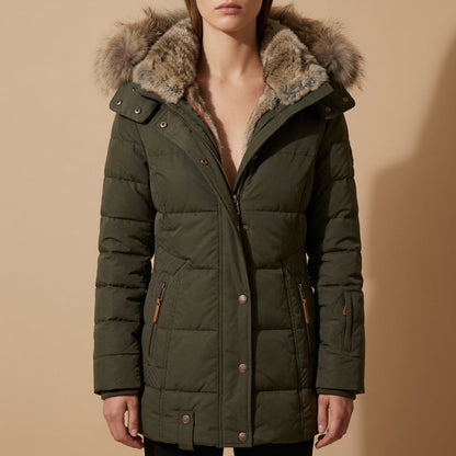 Women's Faux Fur Hood Puffer Jacket Slim Fit – Marlowe