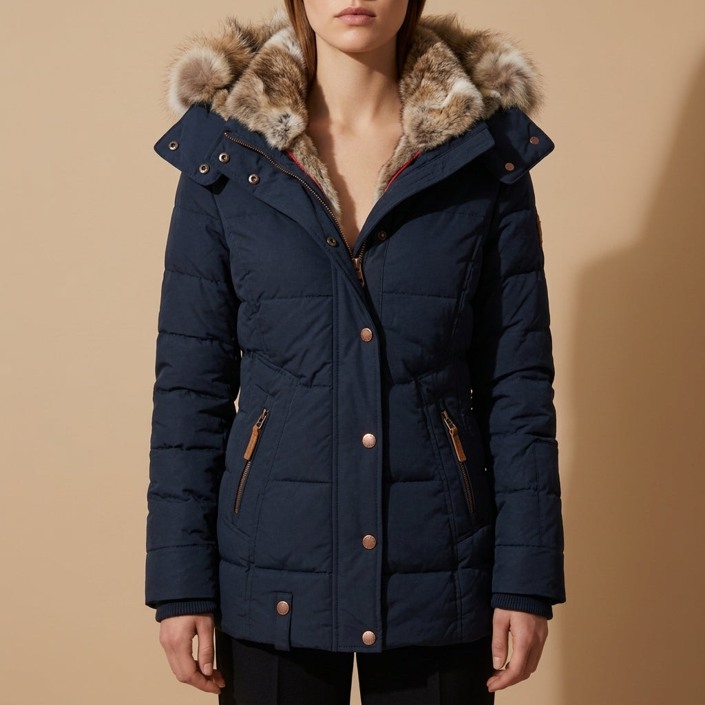 Women's Faux Fur Hood Puffer Jacket Slim Fit – Marlowe