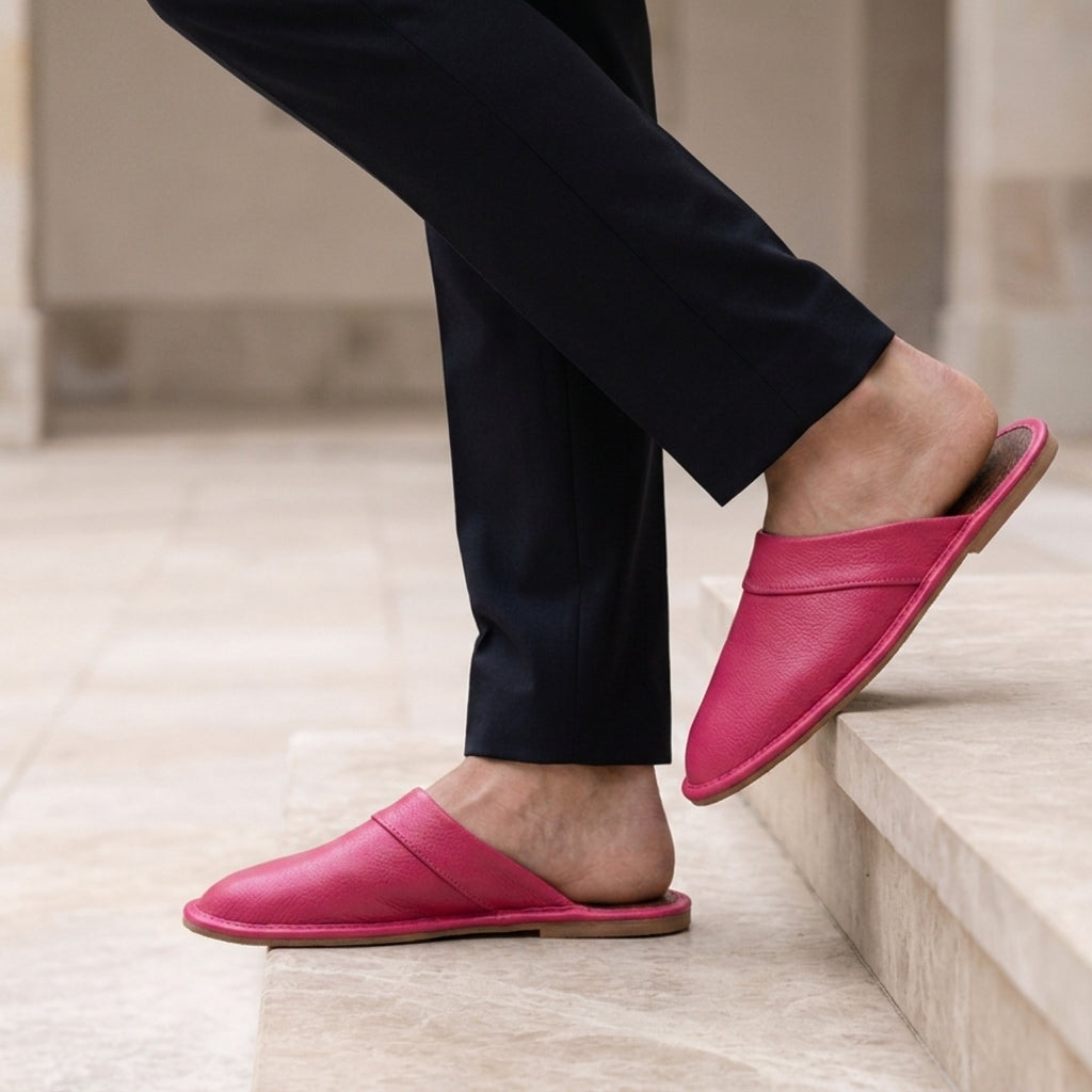 Men's Leather Slip-On Slippers for Relaxing at Home – Lucan