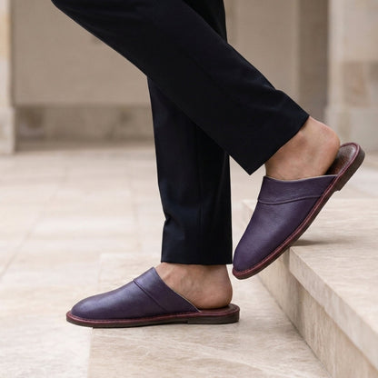 Men's Leather Slip-On Slippers for Relaxing at Home – Lucan