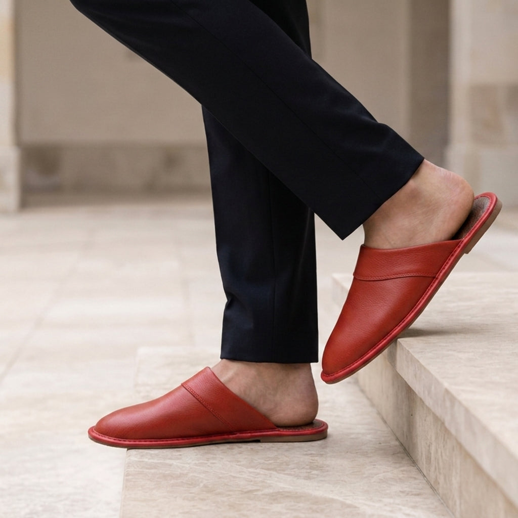 Men's Leather Slip-On Slippers for Relaxing at Home – Lucan