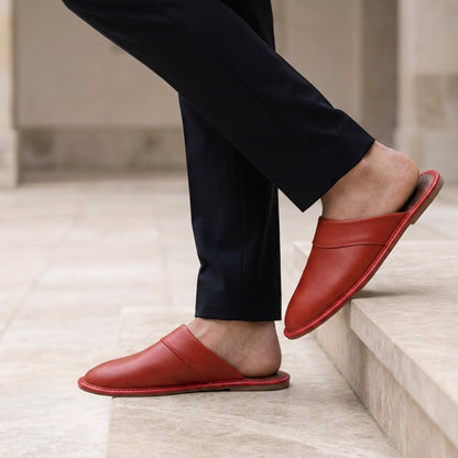 Men's Leather Slip-On Slippers for Relaxing at Home – Lucan