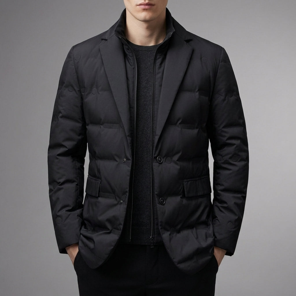 Women’s Quilted Puffer Blazer Goose Down High Collar – Aurelia
