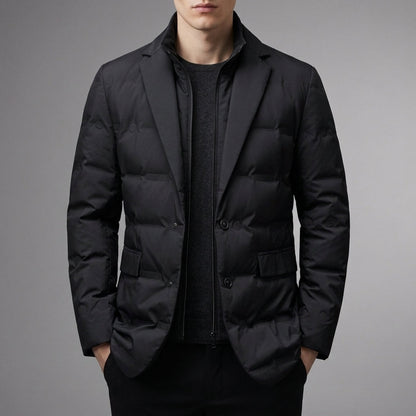 Women’s Quilted Puffer Blazer Goose Down High Collar – Aurelia