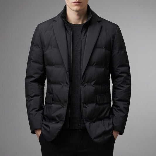 Women’s Quilted Puffer Blazer Goose Down High Collar – Aurelia