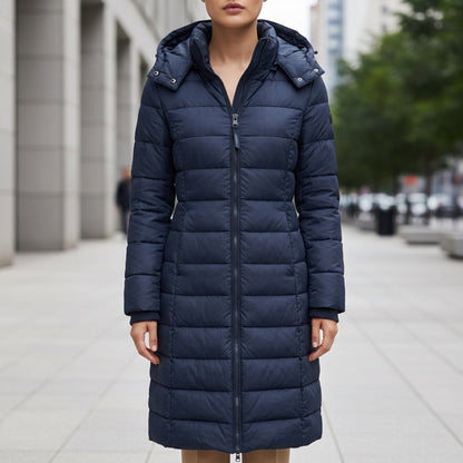 Women's Long Hooded Down Puffer Coat Water Resistant Sleek Fit – Alessia