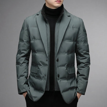 Women’s Quilted Puffer Blazer Goose Down High Collar – Aurelia