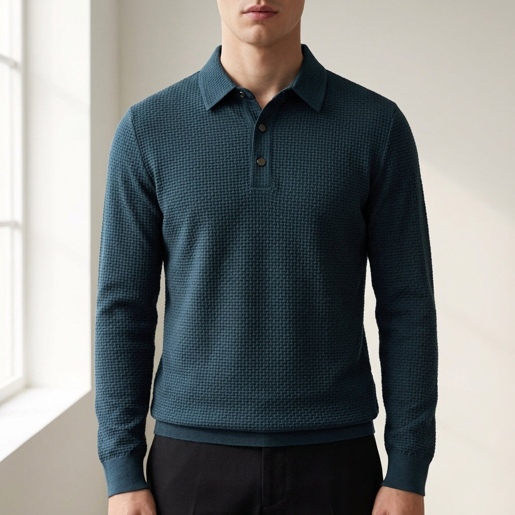 Men's Textured Knit Polo Short Sleeve Classic Style – Matteo