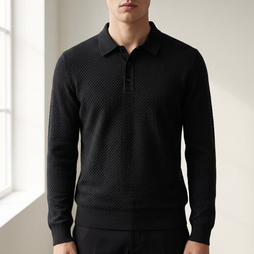 Men's Textured Knit Polo Short Sleeve Classic Style – Matteo