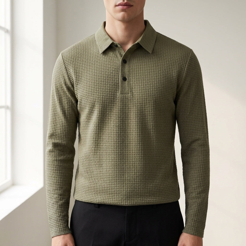Men's Textured Knit Polo Short Sleeve Classic Style – Matteo