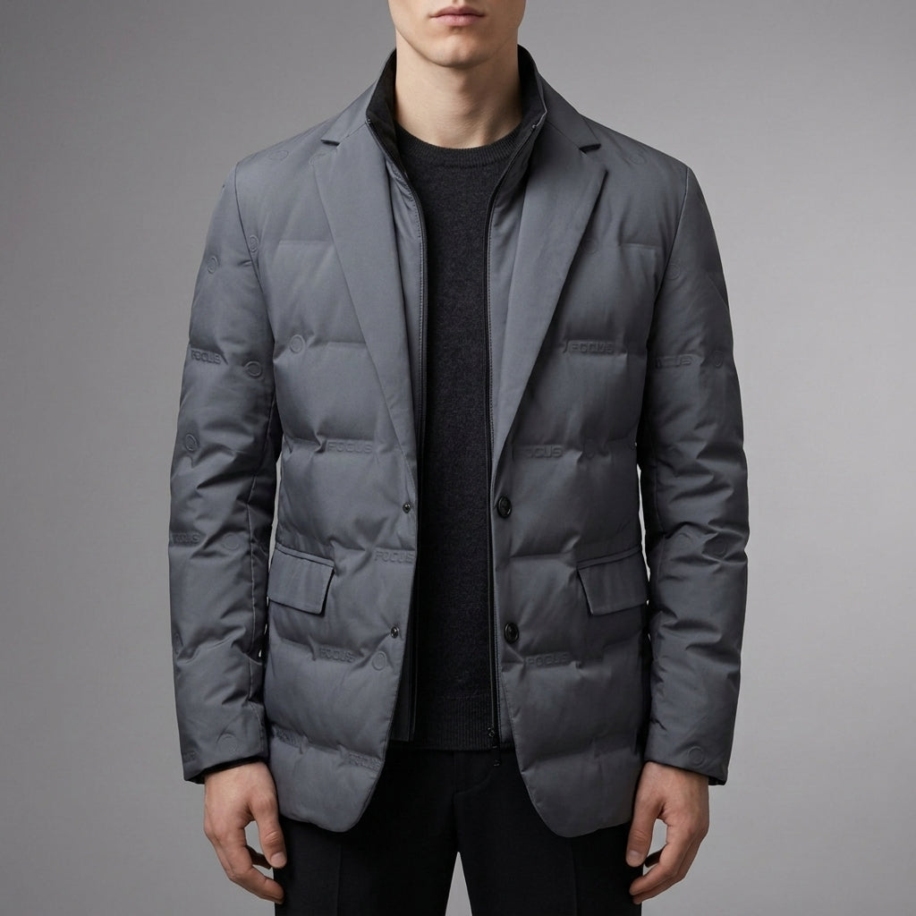Women’s Quilted Puffer Blazer Goose Down High Collar – Aurelia