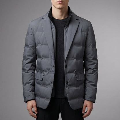 Women’s Quilted Puffer Blazer Goose Down High Collar – Aurelia