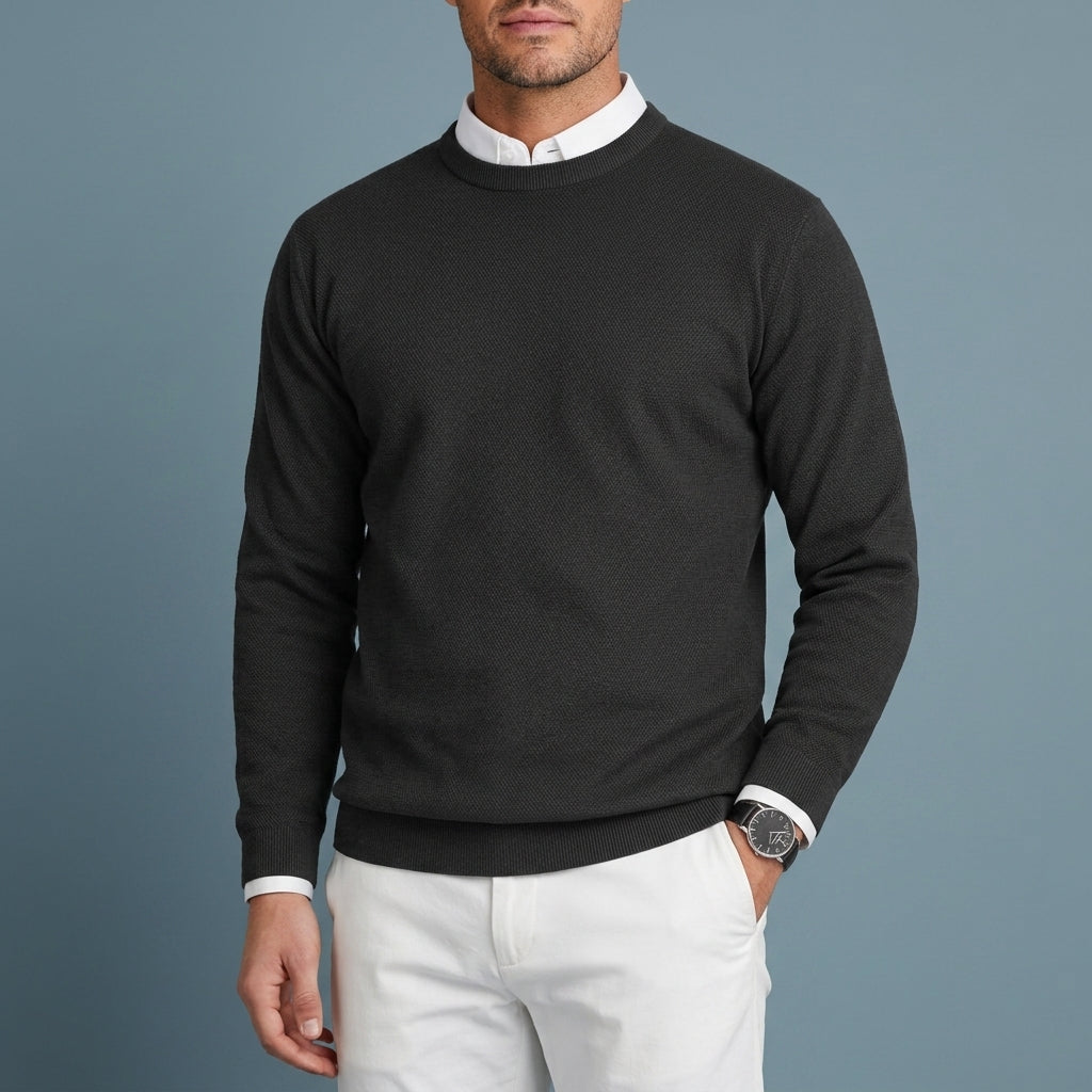 Crew Neck Sweater Premium Fabric Blend Refined Style – Aurelia