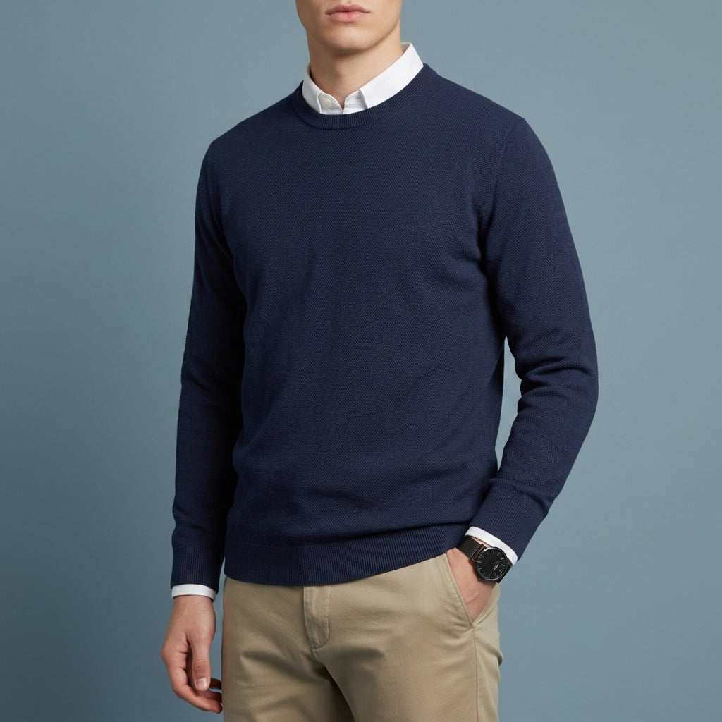 Crew Neck Sweater Premium Fabric Blend Refined Style – Aurelia