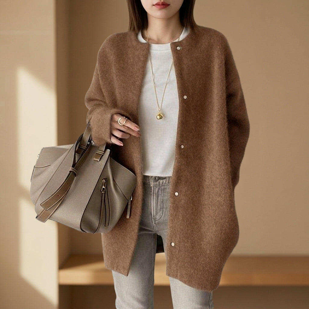 Women's Oversized Wool Blend Cardigan Relaxed Fit Long Sleeve – Celeste