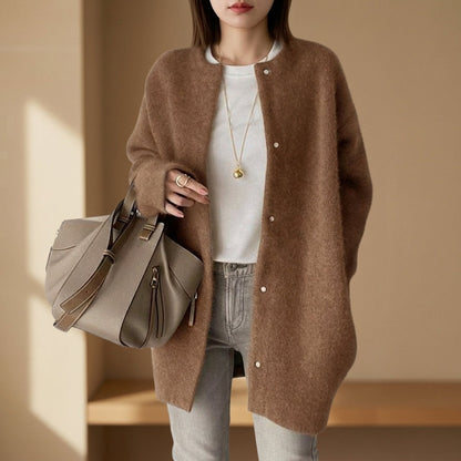 Women's Oversized Wool Blend Cardigan Relaxed Fit Long Sleeve – Celeste